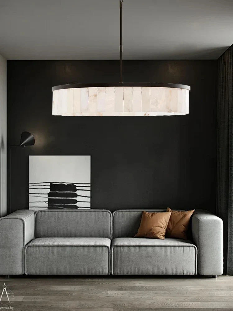 Afralia™ Gold Marble Ceiling Pendant Light Round Elegant Luxury Hanging Lamp