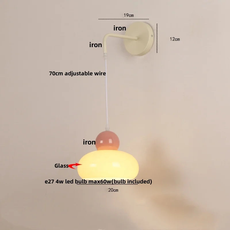 Afralia™ Iron Nordic LED Wall Light Fixture Glass Adjustable Bedside Lamp