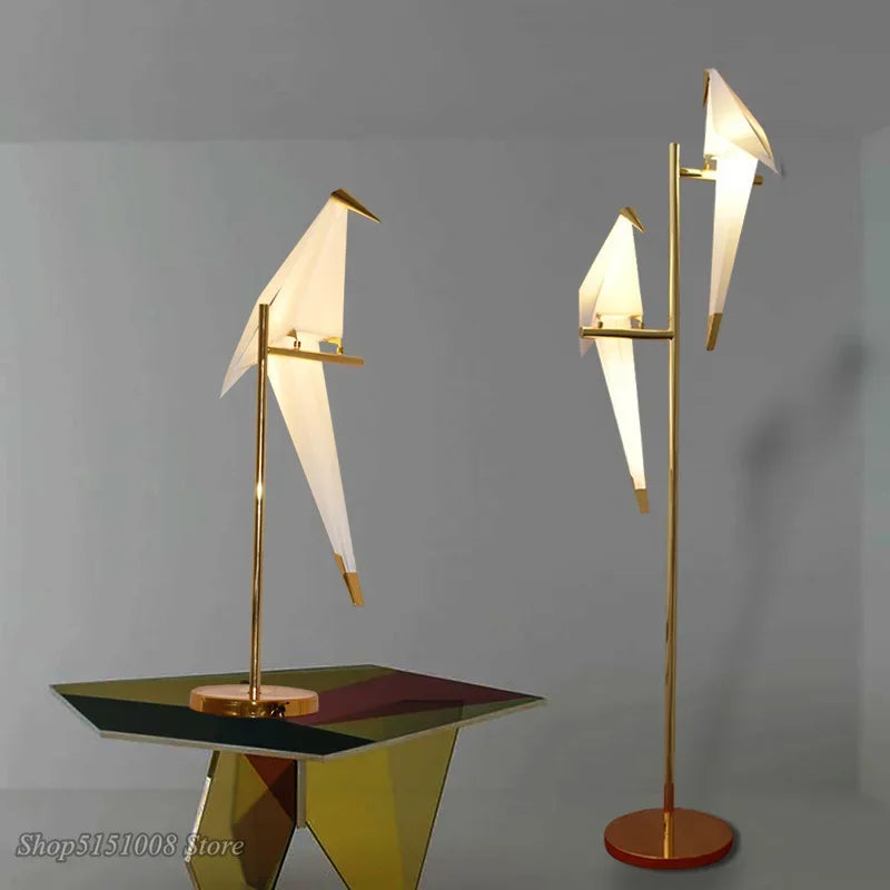 Afralia™ Bird Origami Floor Lamp | Nordic Gold Bedroom Living Room Study Reading Light