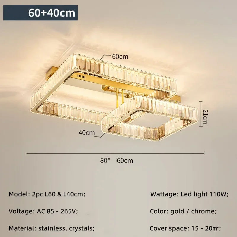 Afralia™ Crystal Dimmable Ceiling Light - Luxury Living Room Bedroom Lamp