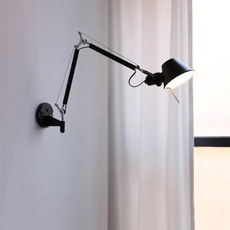 Afralia™ Industrial Black Silver Swing Arm Wall Lamp - Rotatable Miniature Table Lamp E27