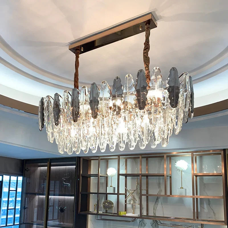 Afralia™ Diamond Crystal Chandelier Pendant Lamp LED Lighting for Elegant Living Room