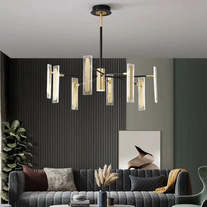 Afralia™ Gold Crystal LED Chandelier for Living Room, Dining, Kitchen - Modern Luxury Style