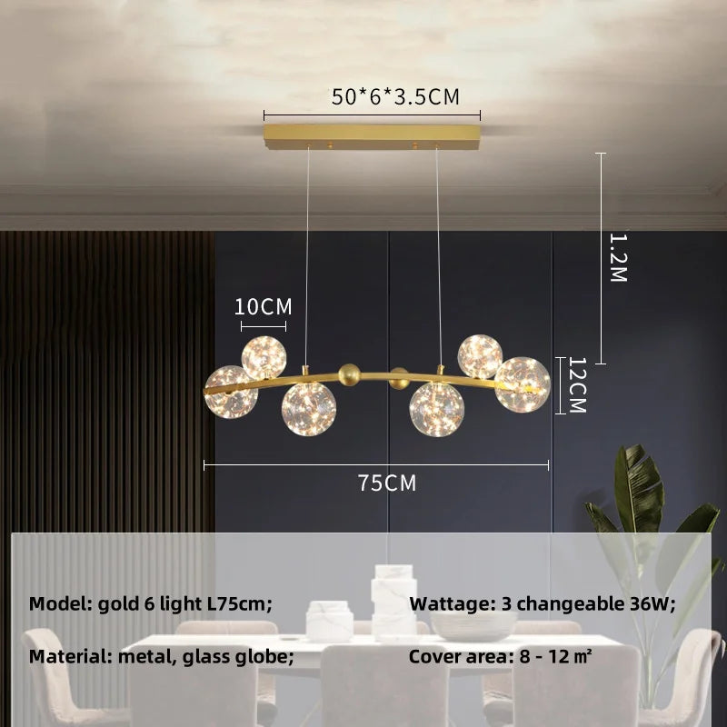 Afralia™ Nordic Glass Globe Pendant Lights Chandelier with 3 Changeable LED Lights