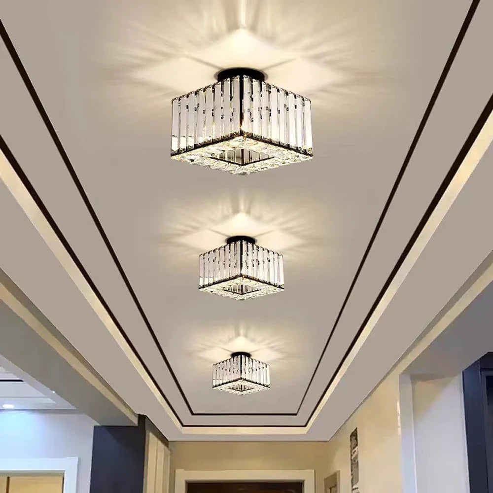Afralia™ Glass Crystal LED Ceiling Chandelier for Home Decor