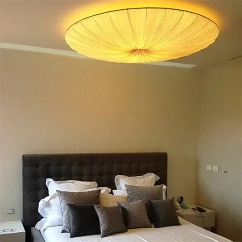 Afralia™ Round Pleated LED Ceiling Light for Living Room, Dining Room, Bedroom, and Restaurant