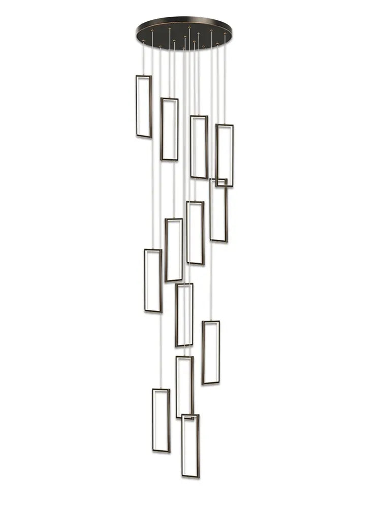 Afralia™ Copper Square Pendant Chandelier with LED Lighting
