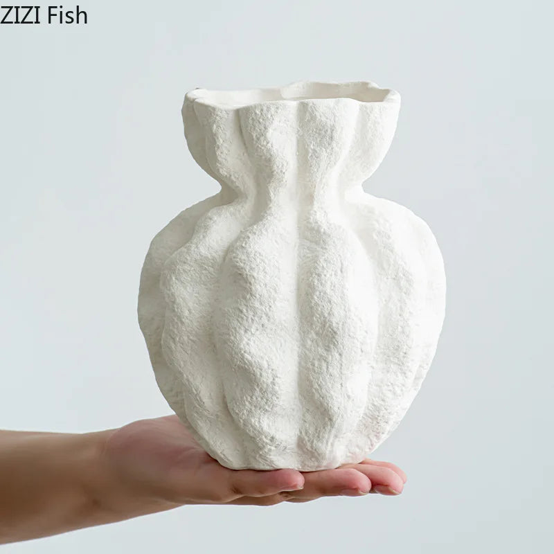 Afralia™ Flower Bud Ceramic Vase | Artificial Floral Arrangement Desk Decoration