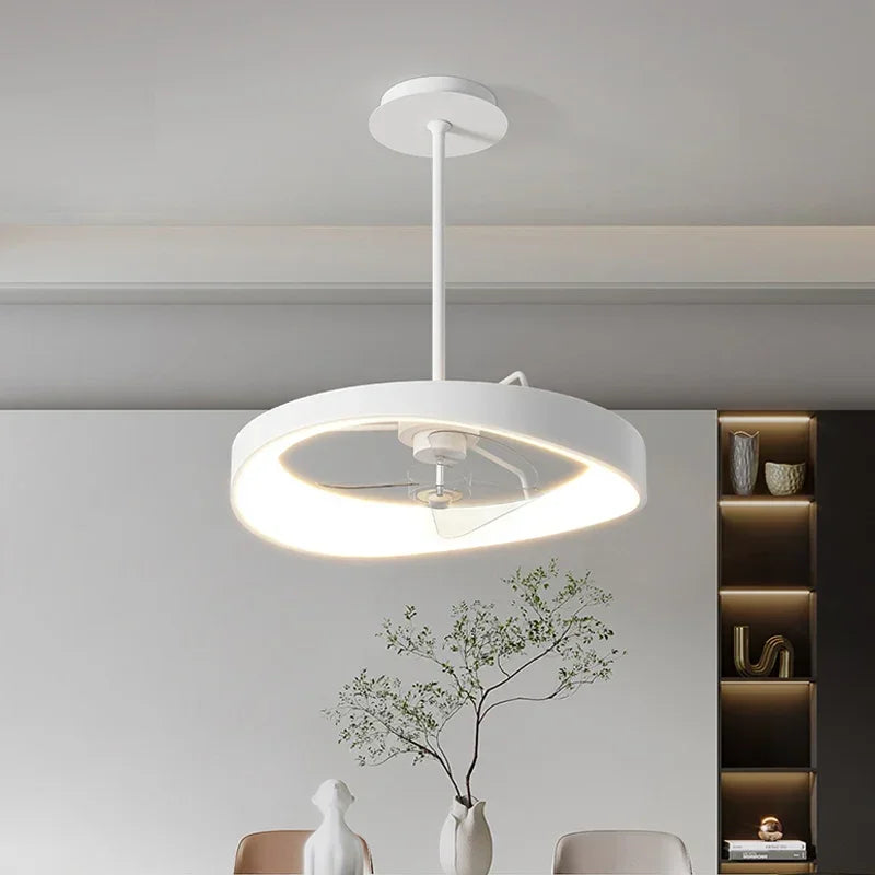 Afralia™ Nordic Style Bedroom LED Ceiling Fan Light White Modern Luminarias Pendant Fixtures