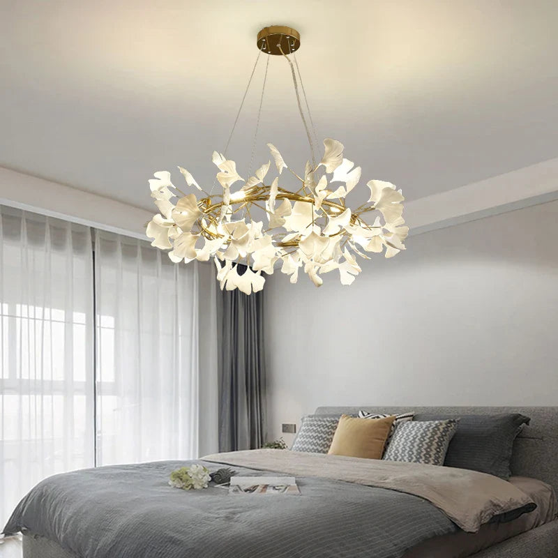 Afralia™ Nordic Ginkgo Leaf Chandelier - Modern Luxury Ceiling Light