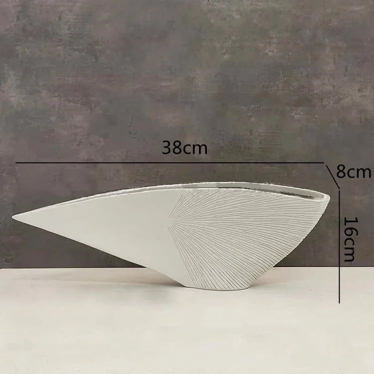 Nordic Style Resin Vase - Fan-shaped Decorative Craft for Home Decor by Afralia™
