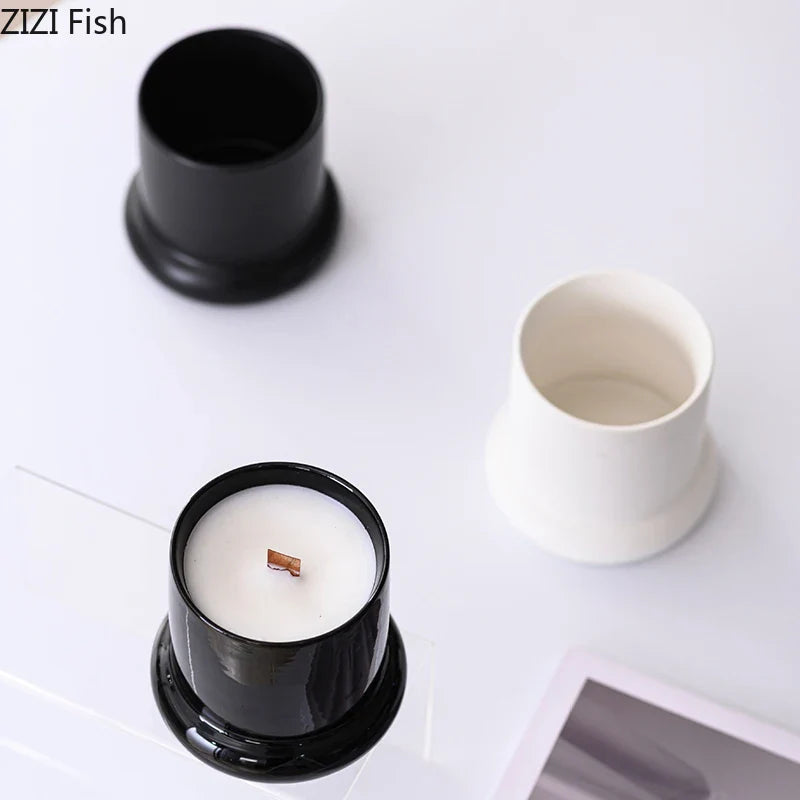 Afralia™ Ceramic Candle Holder Cylinder Candlestick Aroma Diffuser Home Decoration