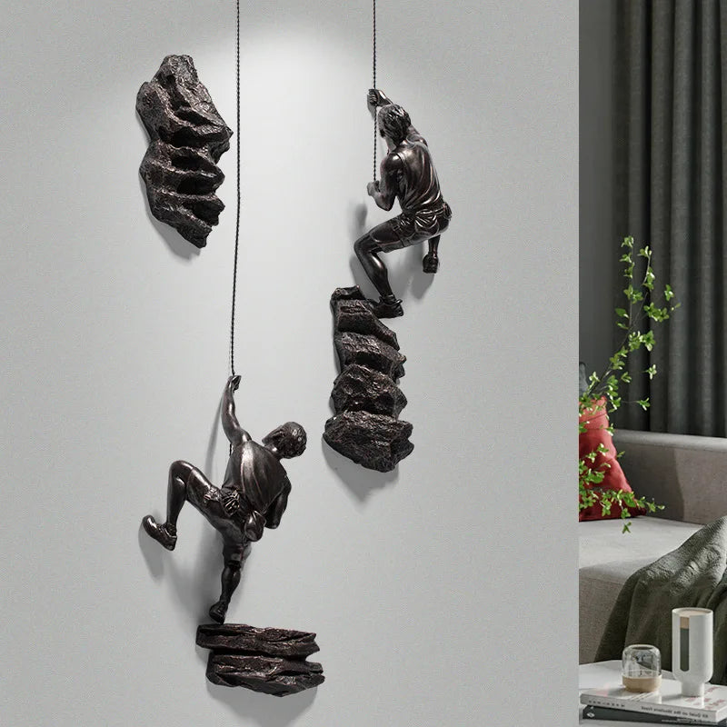 Afralia™ Resin Climbing Man Sculpture Retro Statue Home Decor Figure