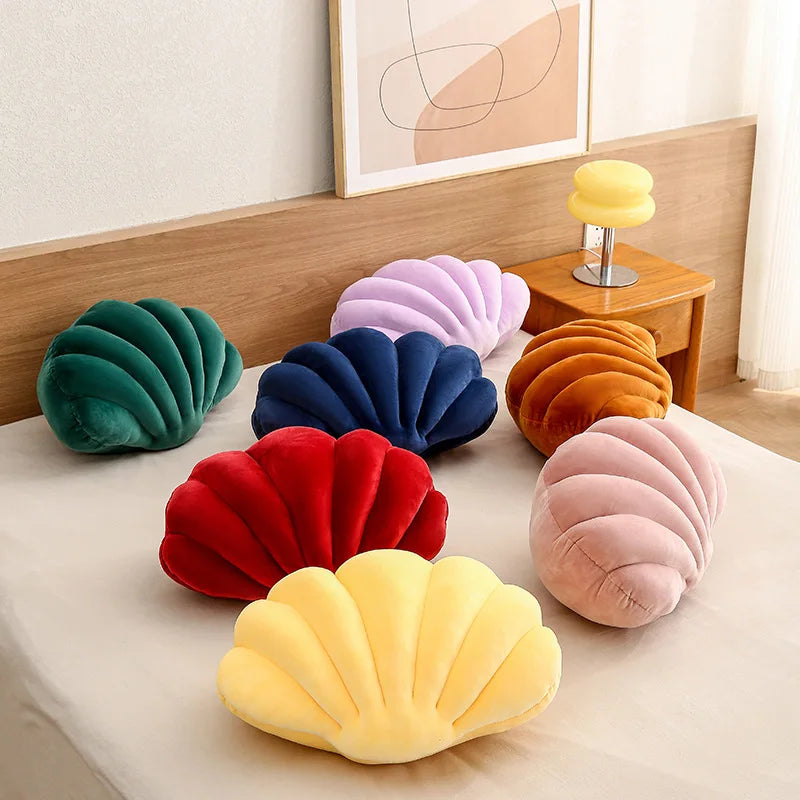 Afralia™ Shell Shaped Velvet Throw Pillow for Couch and Living Room