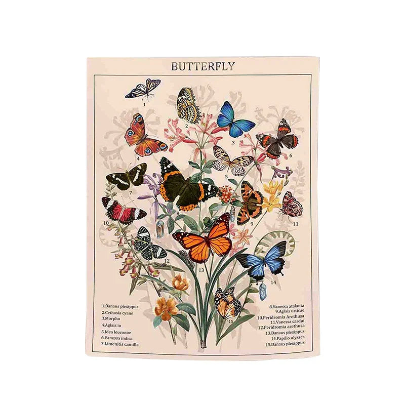 Butterfly Floral Tapestry Vintage Aesthetic Wall Hanging for Bedroom Decor by Afralia™