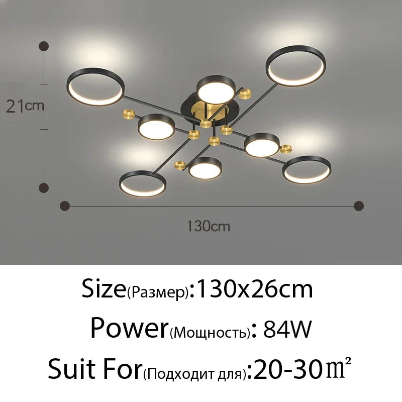 Afralia™ Elegant Multi-Head Gold LED Ceiling Lamp for Living Room & Bedroom