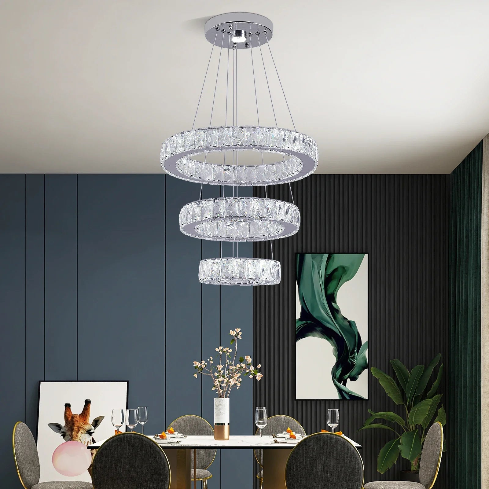 Afralia™ Crystal LED Chandelier: Modern Pendant Light for Luxury Home Decor and Living Room