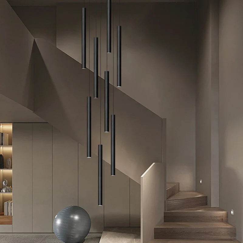 Afralia™ Tubular LED Pendant Chandelier - Modern Indoor Lighting for Living Room & Staircase