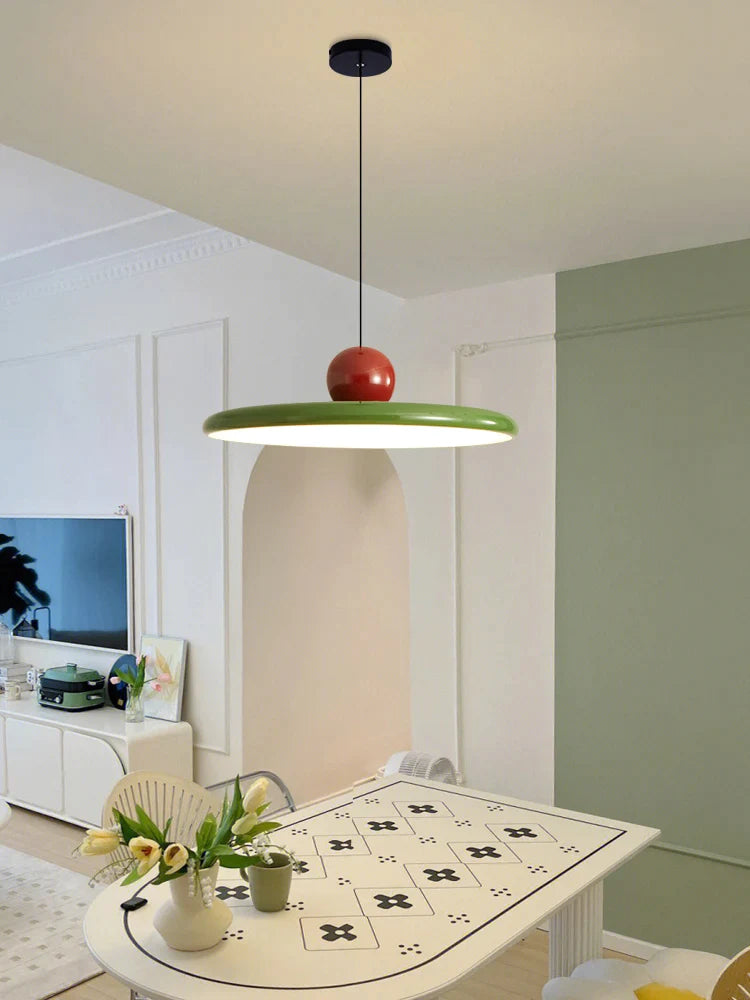 Afralia™ Colorful Metal LED Round Pendant Lights for Kitchen and Living Room