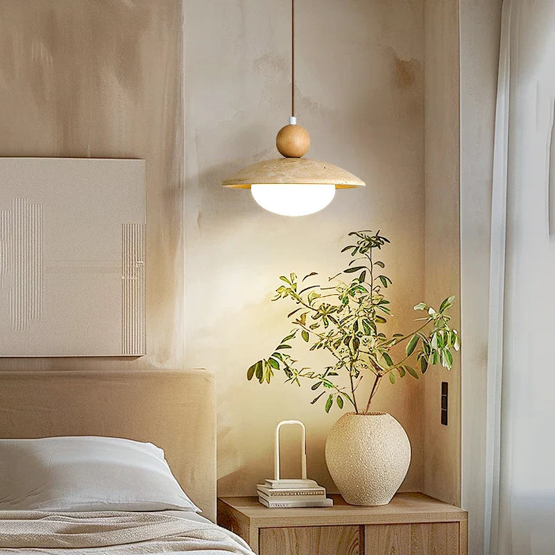 Afralia™ LED Pendant Lamp White Glass Wire Adjustable Travertine Hanging Lights