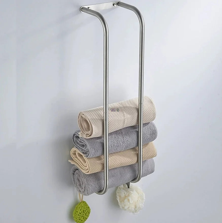 Afralia™ Stainless Steel Towel Rack | Vertical Bathroom Wall Storage, Brushed Gold