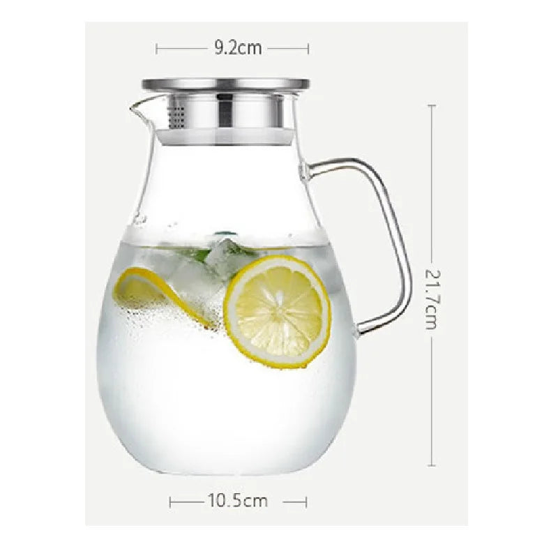 Afralia™ Glass Water Pitcher with Lid - 2500ml Beverage Carafe