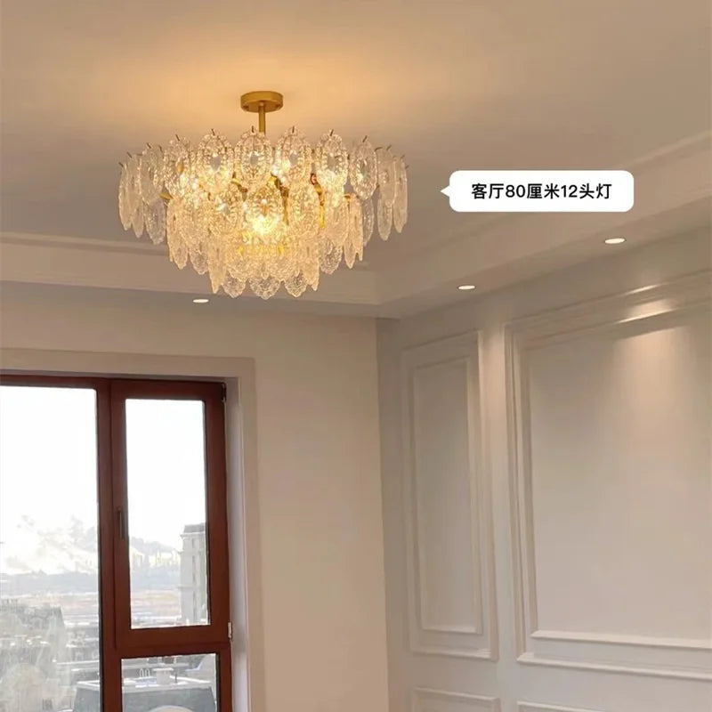 Afralia™ Luxury Crystal Glass Chandelier Lights for Bedroom Living Dining Room