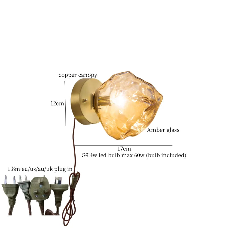 Afralia™ Grey Glass LED Wall Lamp for Home Decor and Lighting