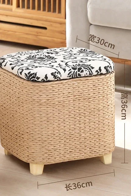 Afralia™ Rattan Wicker Ottoman Shoe Cabinet Storage Stool & Footrest