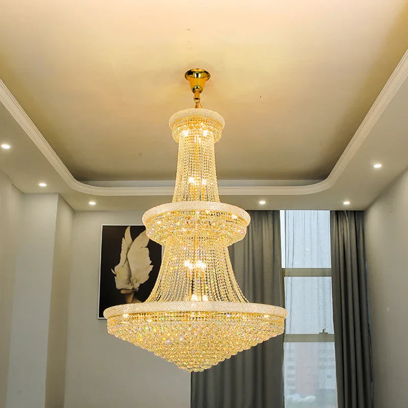 Afralia™ Crystal Chandeliers for Villa Living Room, Hotel Ceiling Lights Fixtures