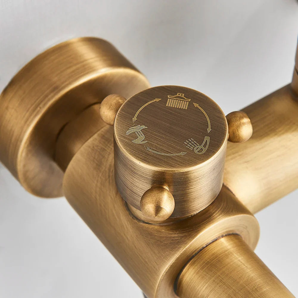 Afralia™ Brass Handheld Rainfall Shower Wall-mounted Hot Cold Water Mixer System