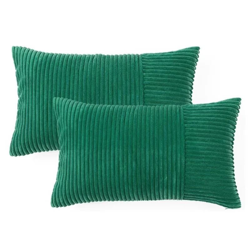 Afralia™ Striped Patchwork Corduroy Throw Pillow Cover Set for Festive Home Decor