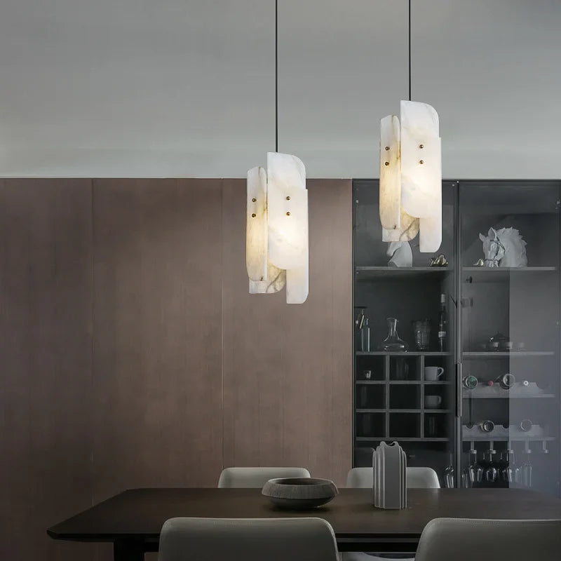 Afralia™ Marble Stone Pendant Light: Modern Luxury LED Chandelier for Living Room and Bedroom