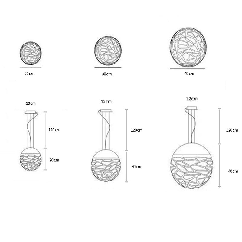 Afralia™ Modern Iron Ball Chandelier for Restaurant Living Room Bar Corridor Villa Project