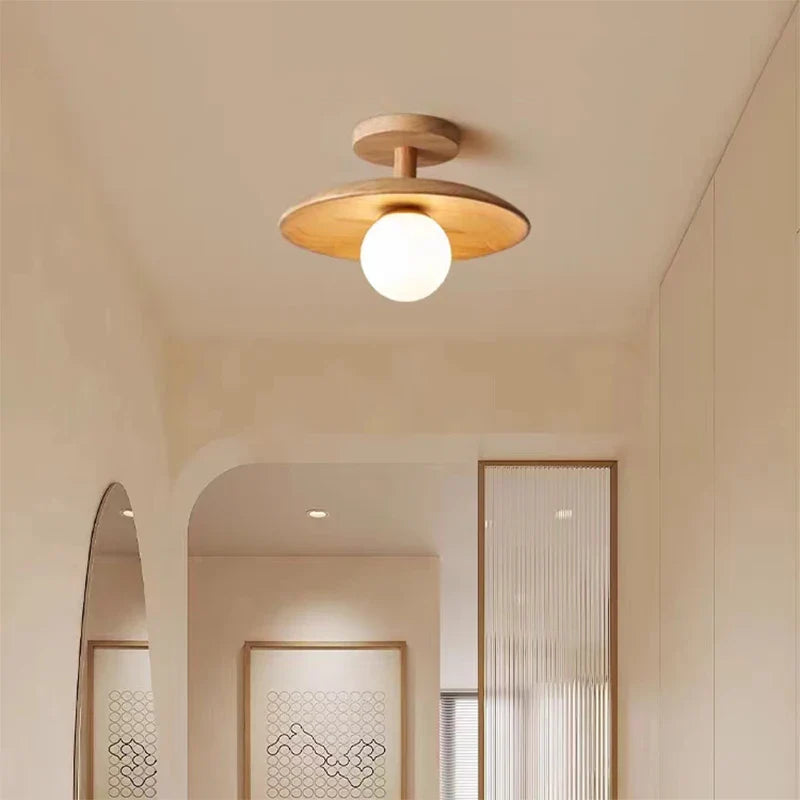 Nordic Wood Ceiling Lights LED Lighting for Aisle Corridor by Afralia™