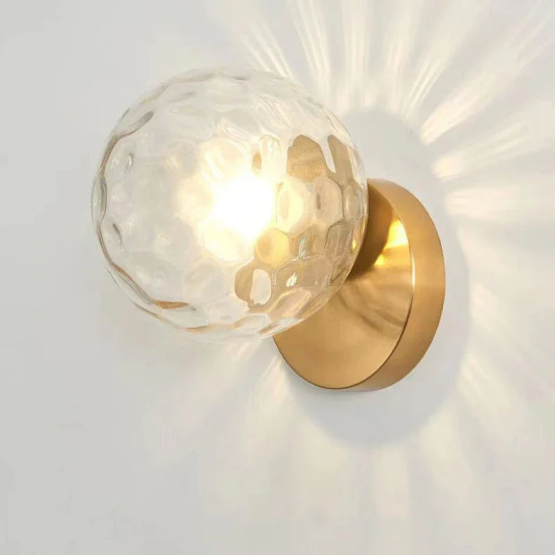 Afralia™ Gold Glass Ball LED Wall Light for Living Room Bedroom Bathroom Decor