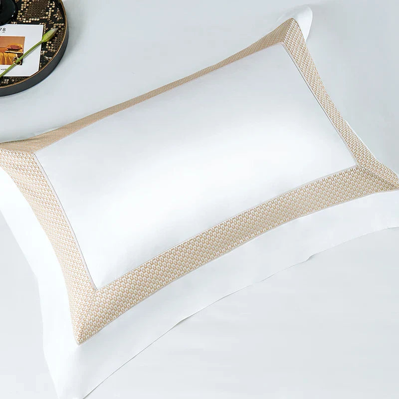 Afralia™ King Size Luxury 1400TC Cotton White Bedding Set with Embroidery