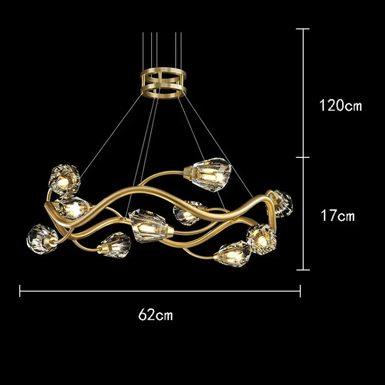 Afralia™ Crystal Chandelier LED Ceiling Light Modern Luxury Hanging Chandeliers for Living Room