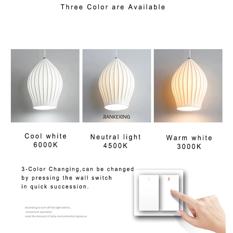 Afralia™ Elegance Ribbed Ceramic Pendant Lights for Dining Island, Living Room