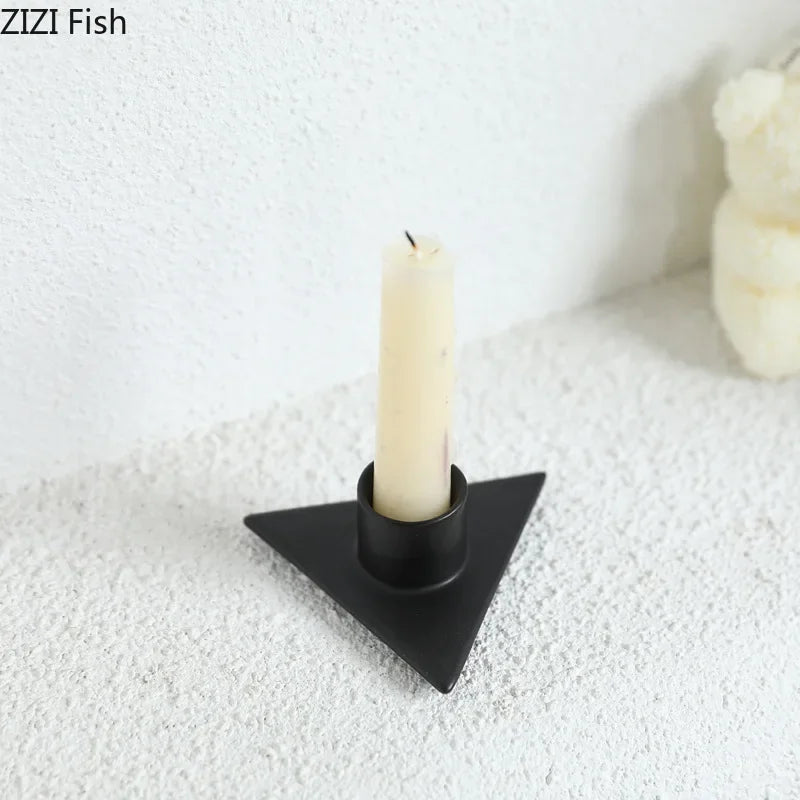 Afralia™ Triangle Ceramic Candle Holders - Aesthetic Room Decor & Candle Stand