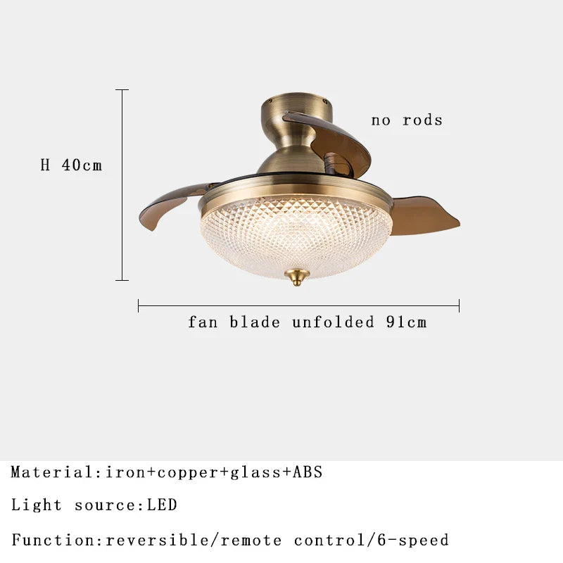 Afralia™ Brushed Copper LED Ceiling Fan with Remote Control - 6 Speeds
