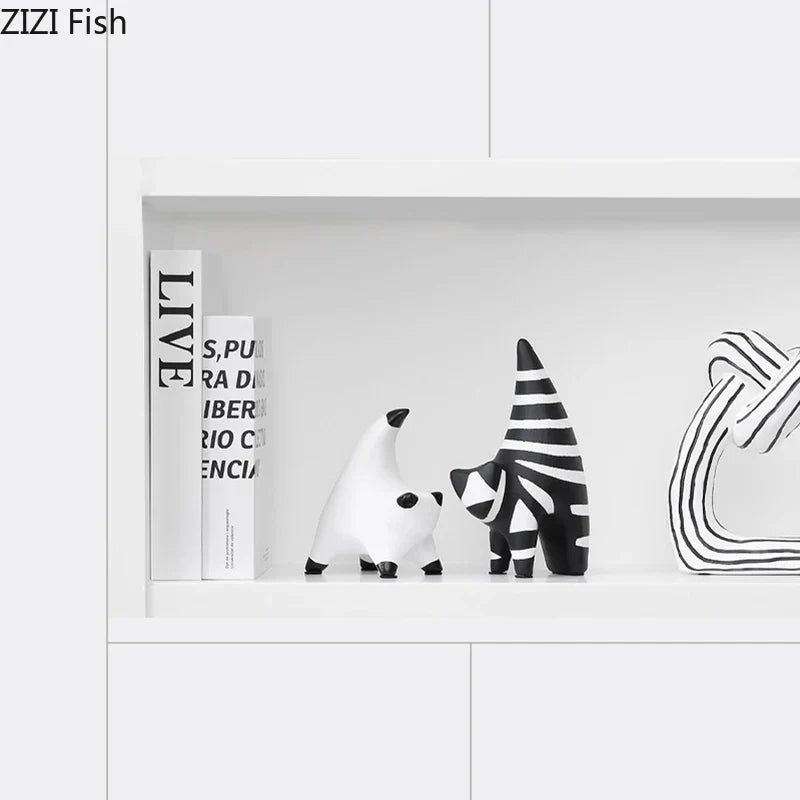 Afralia™ Striped Kitten Sculpture - Desk Decoration Resin Cat Statue for Room Aesthetics