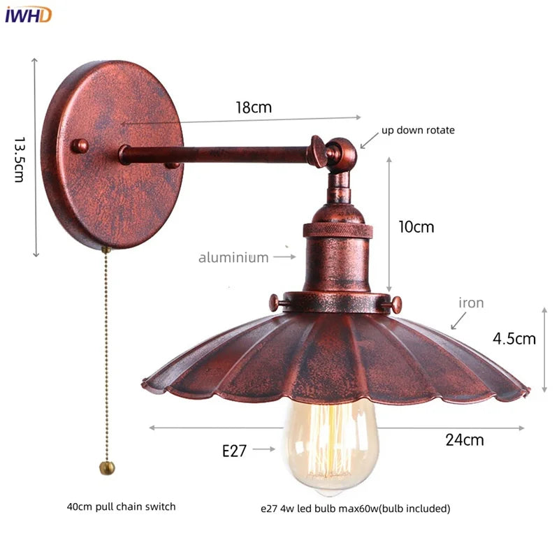 Afralia™ Vintage Industrial LED Wall Lights for Home Hotel Bathroom Stair Mirror Loft