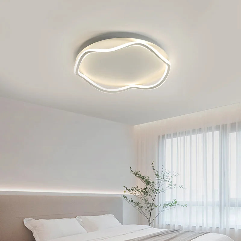 Afralia™ Modern Wave-Shaped LED Ceiling Lamps with Remote Control Dimming for Versatile Home Decor