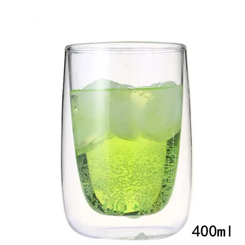 Afralia™ Home Double Bottom Glass Tumbler Cup Set for Wine Whiskey Coffee Juice