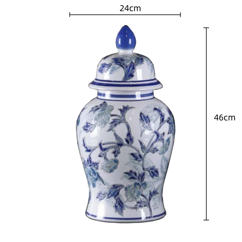 Afralia™ Blue & White Porcelain Ceramic Vase Vintage Ginger Jar Home Decor