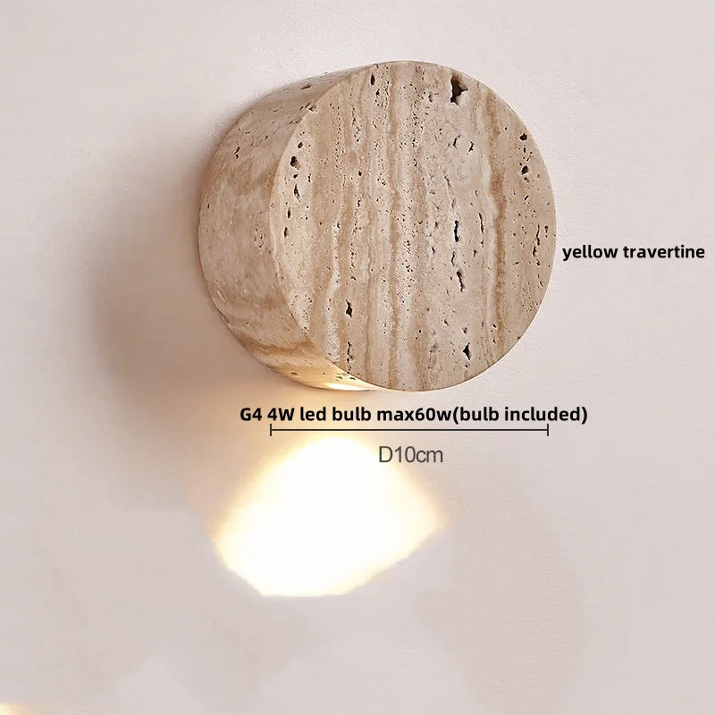 Afralia™ Double LED Wall Lamp Sconce Yellow Cave Stone Iron Canopy Mirror Light