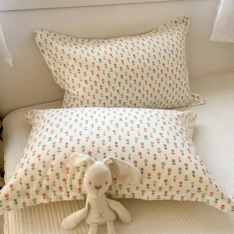 Afralia™ Korean Floral Cotton Pillowcase 40x60cm, 48x74cm, 50x80cm, Home Cushion Cover