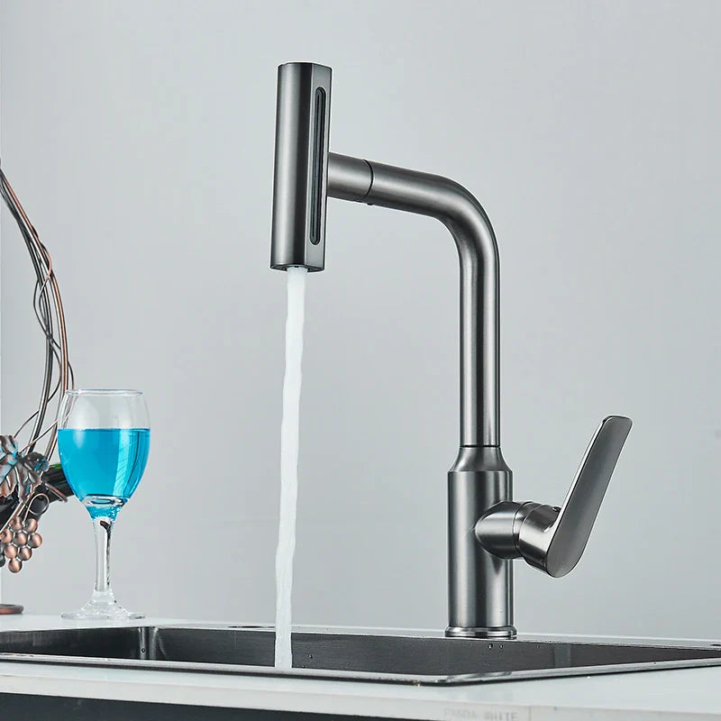 Afralia™ Pull Out Kitchen Faucet, Deck Mounted Hot Cold Water Mixer Tap