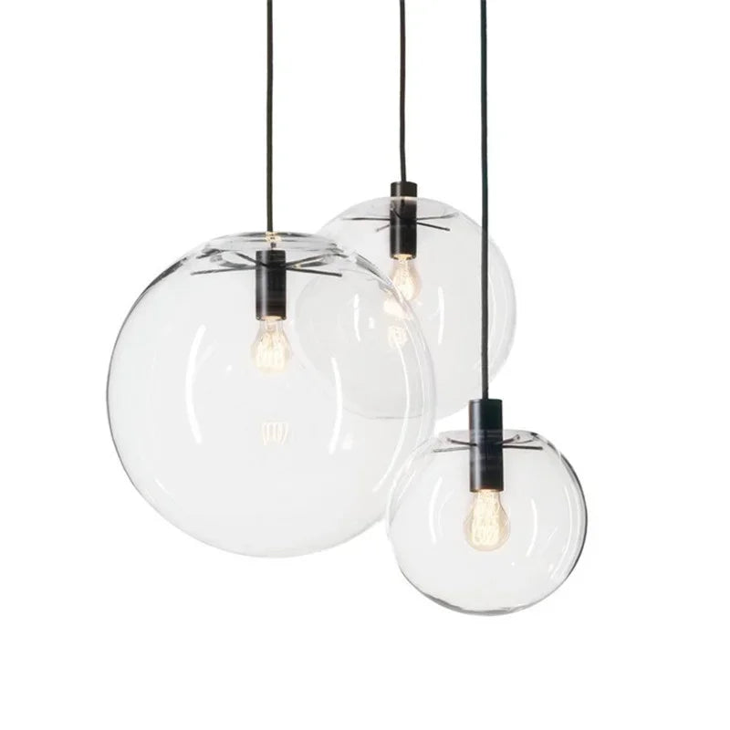 Afralia™ Nordic Glass Ball Pendant Lights - Modern Clear Glass Hanging Lamp
